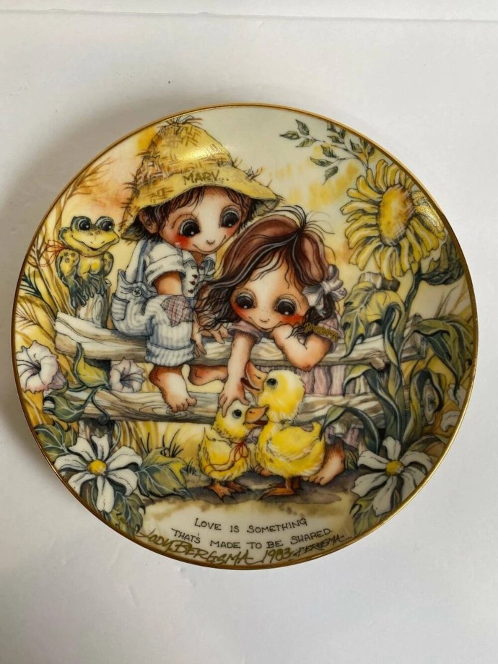 Jody Bergsma "Summer Love" Gold Ink Signed Personalized Plate 24 karat gold 1982